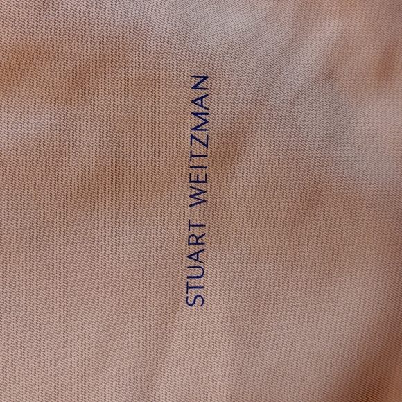 COPY - New Stuart Weiztman Drawstring Dust Bag - Pink Navy Logo - Picture 2 of 3
